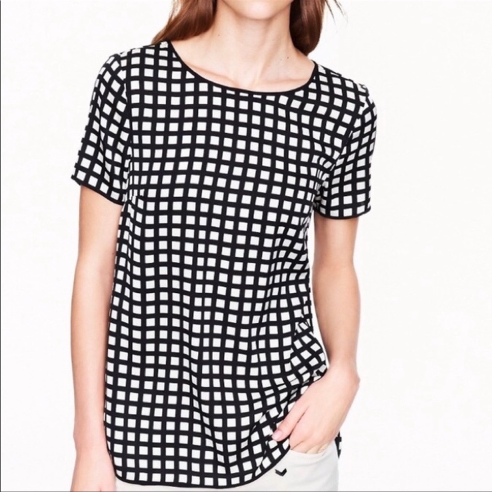 J CREW Black and White Checkered Blouse size 0